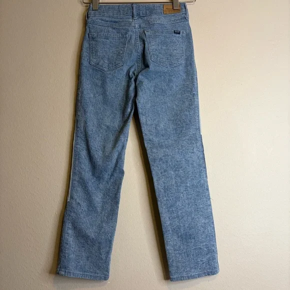 Abercrombie Kids Girls High Rise Straight Jeans Denim Patch Size 9/10 - Picture 2 of 10